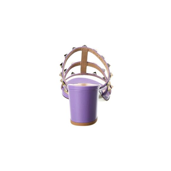 Valentino Rockstud Caged 60 Leather Sandal, Purple - Picture 3 of 5